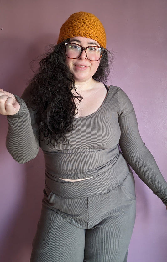 Ribbed Long Sleeve Basic Crop