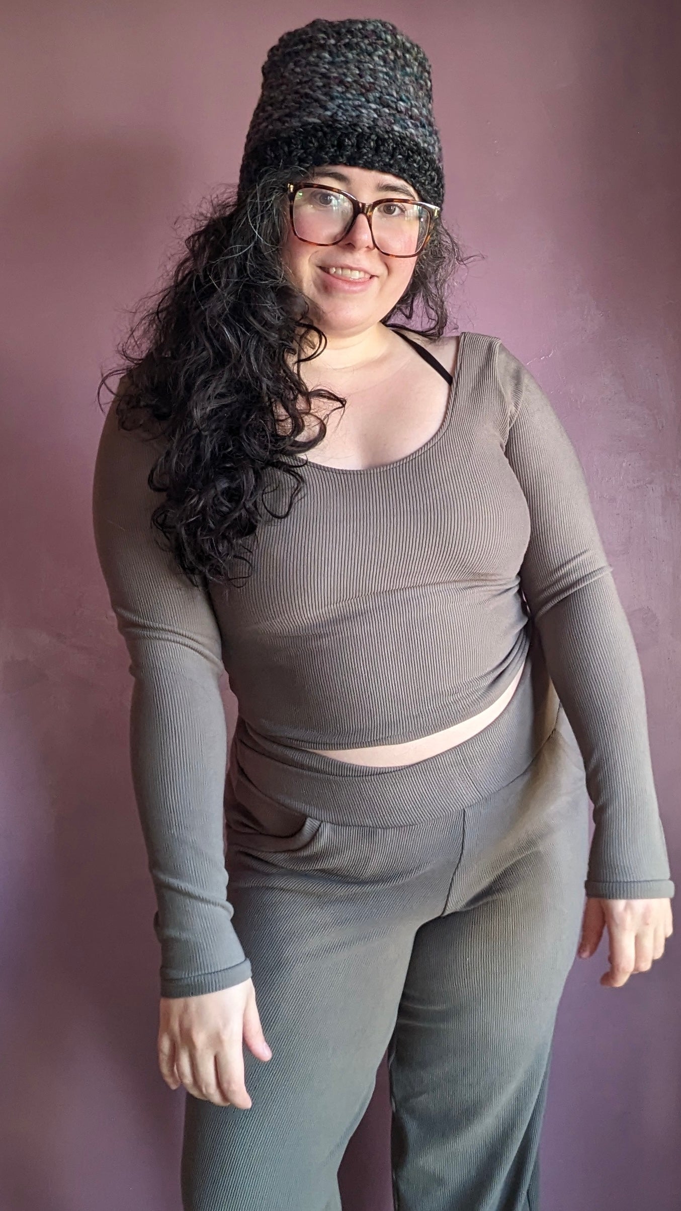 Ribbed Long Sleeve Basic Crop