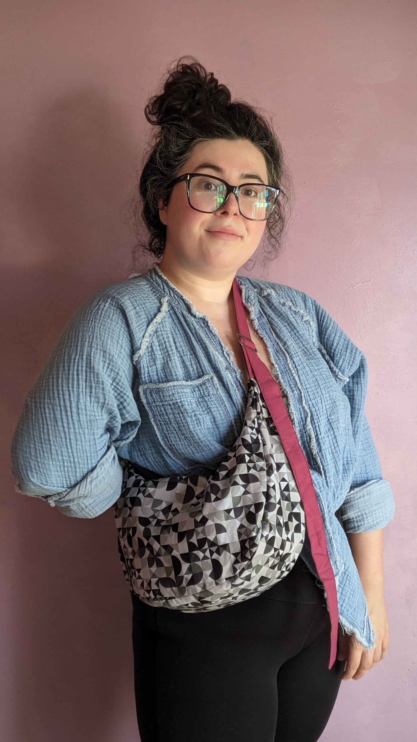 Geometric Crescent Bag