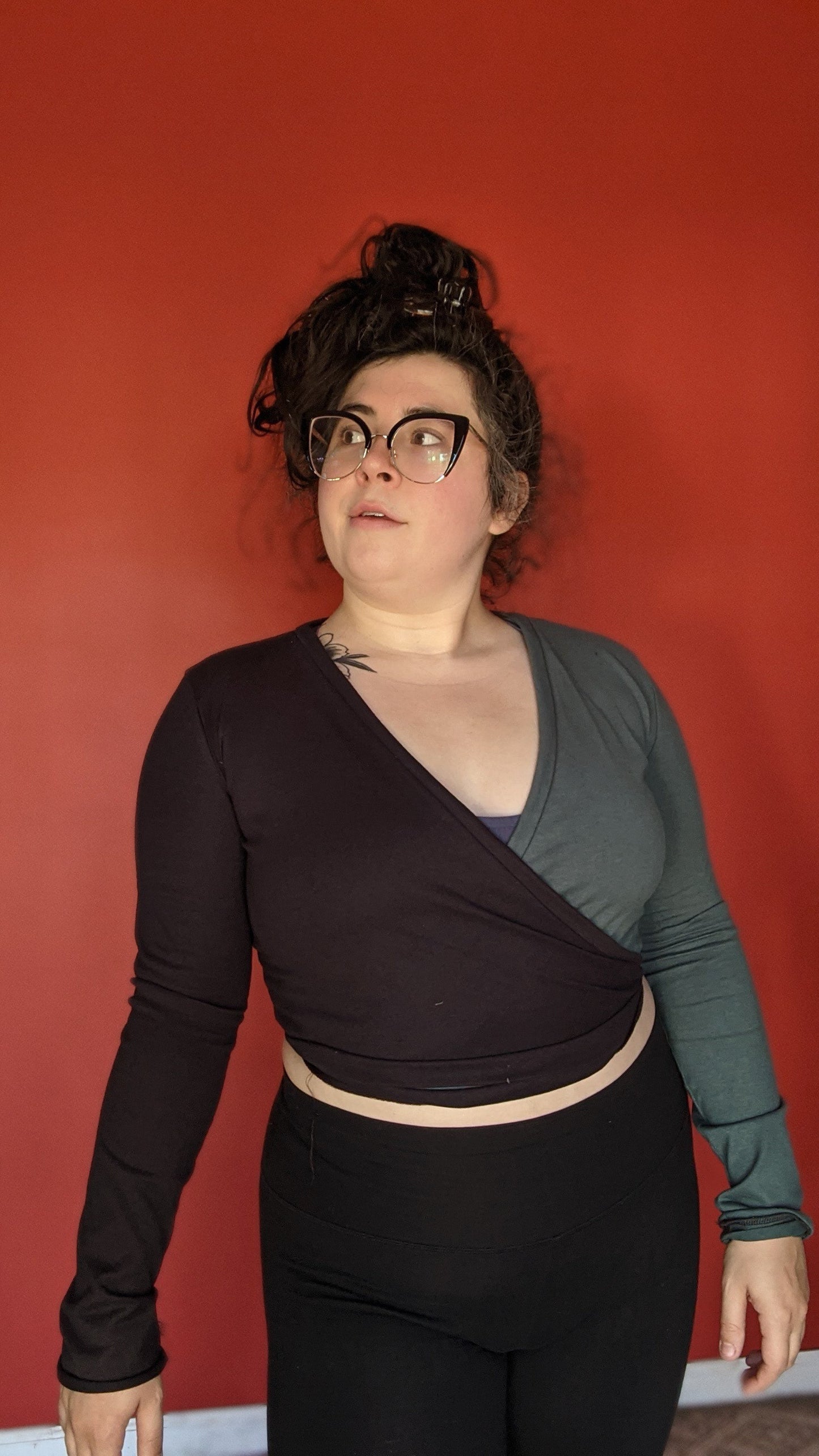 Two Tone Wrap Top