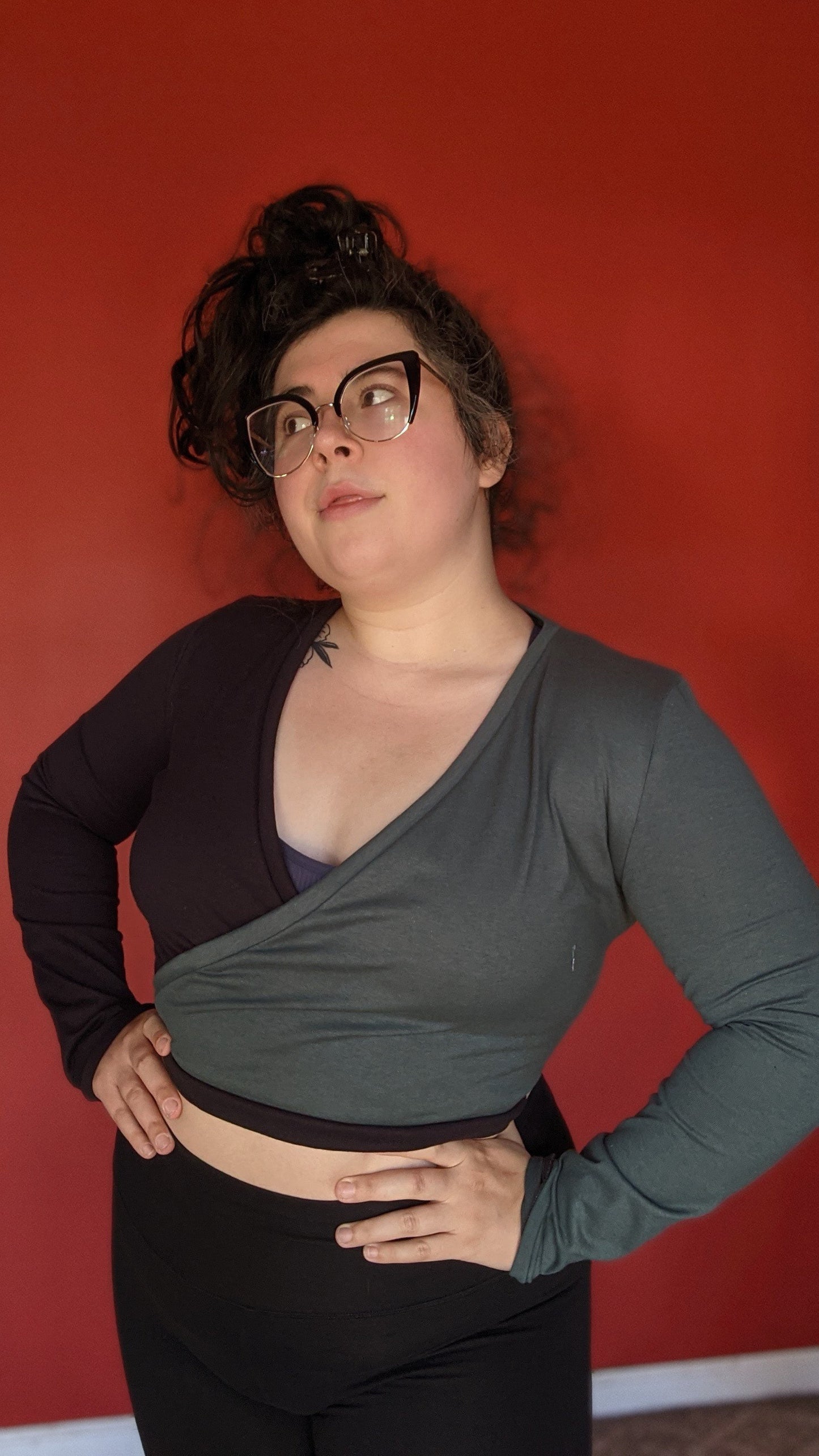 Two Tone Wrap Top