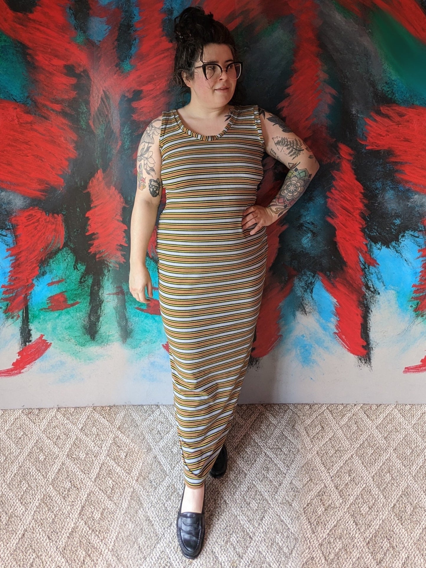 Retro Ribbed Bodycon Maxi
