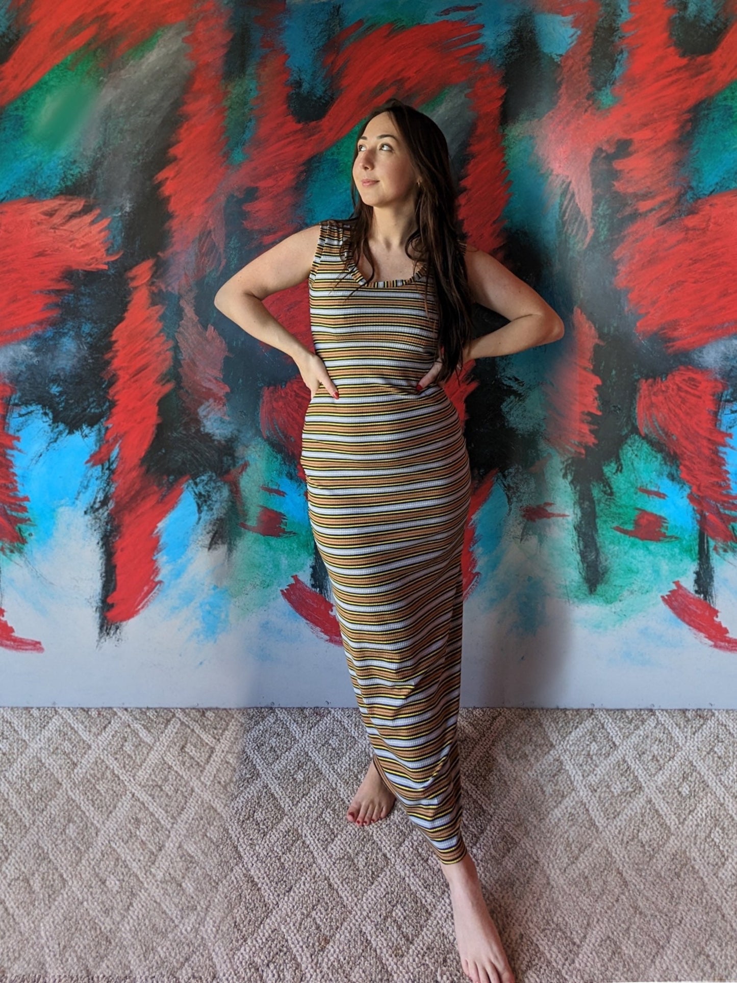 Retro Ribbed Bodycon Maxi