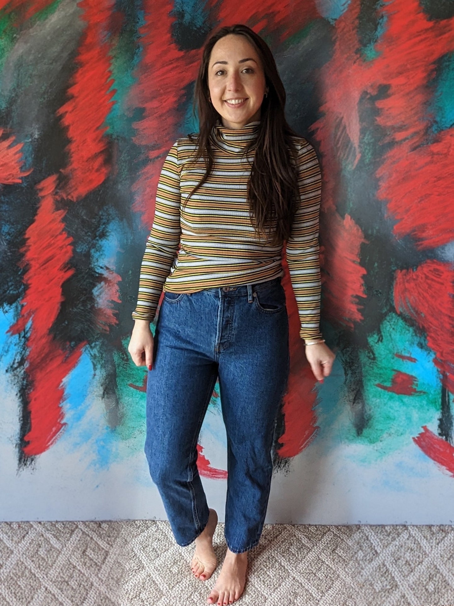 Retro Striped Turtleneck