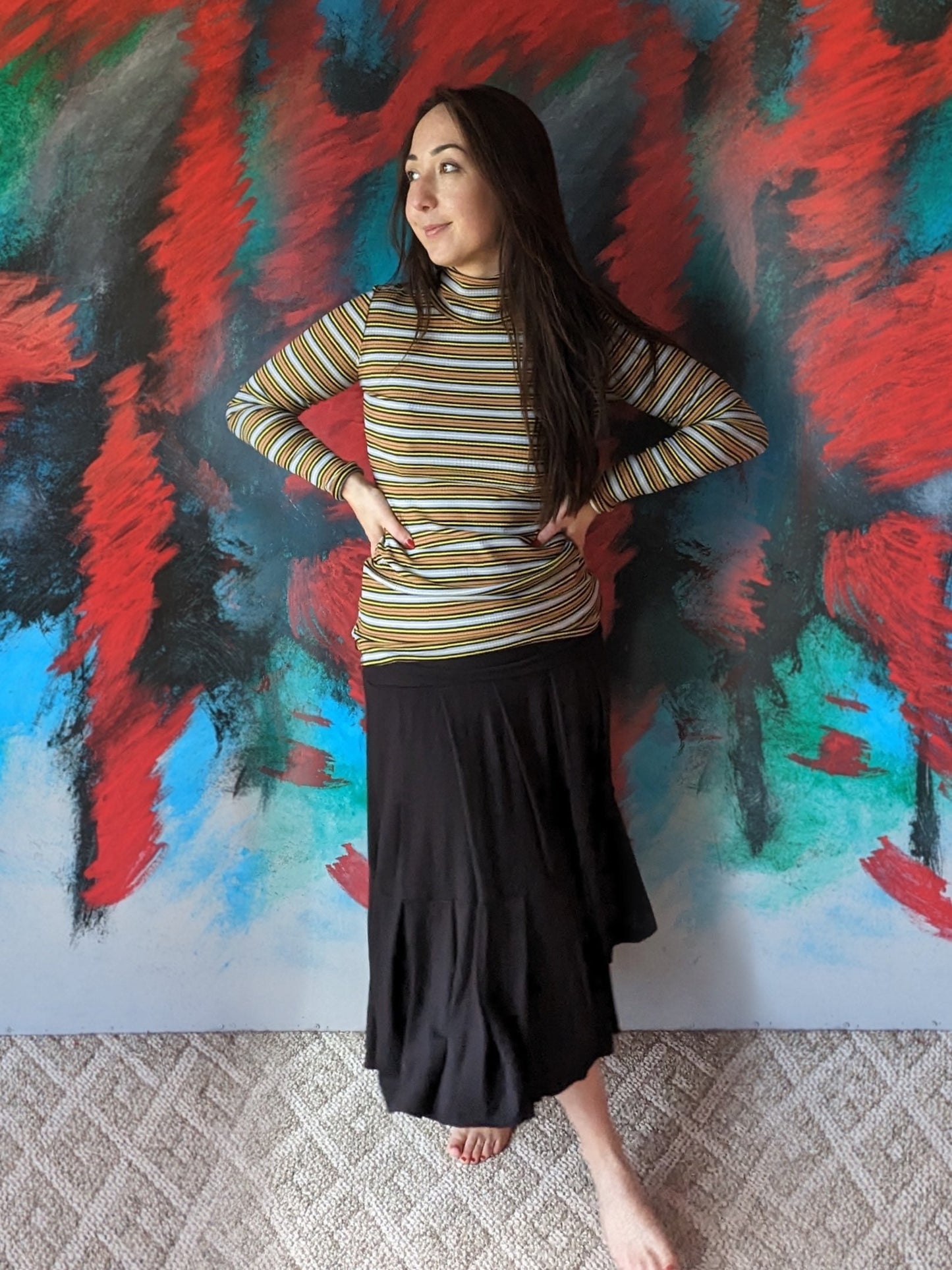 Retro Striped Turtleneck
