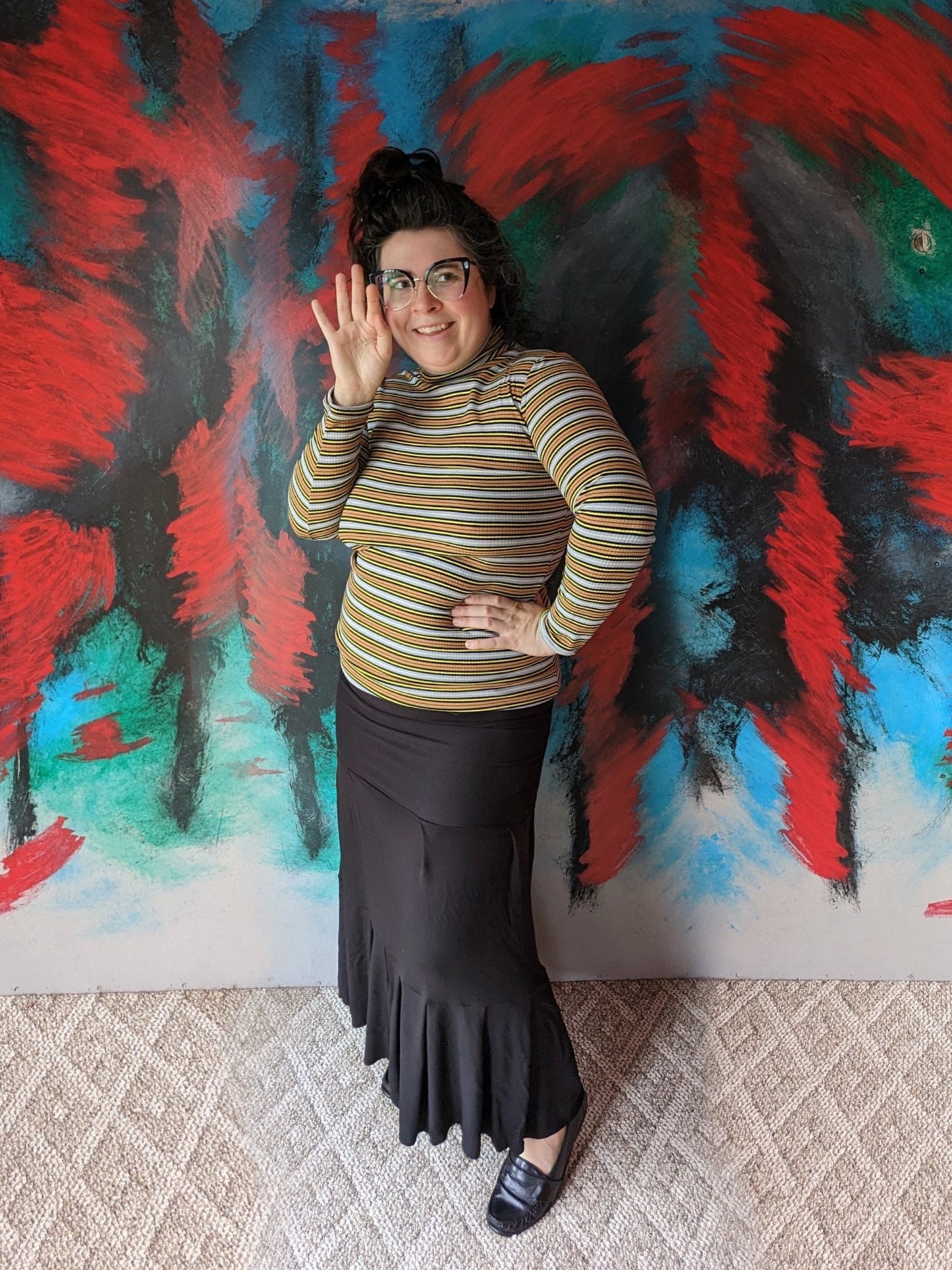 Retro Striped Turtleneck