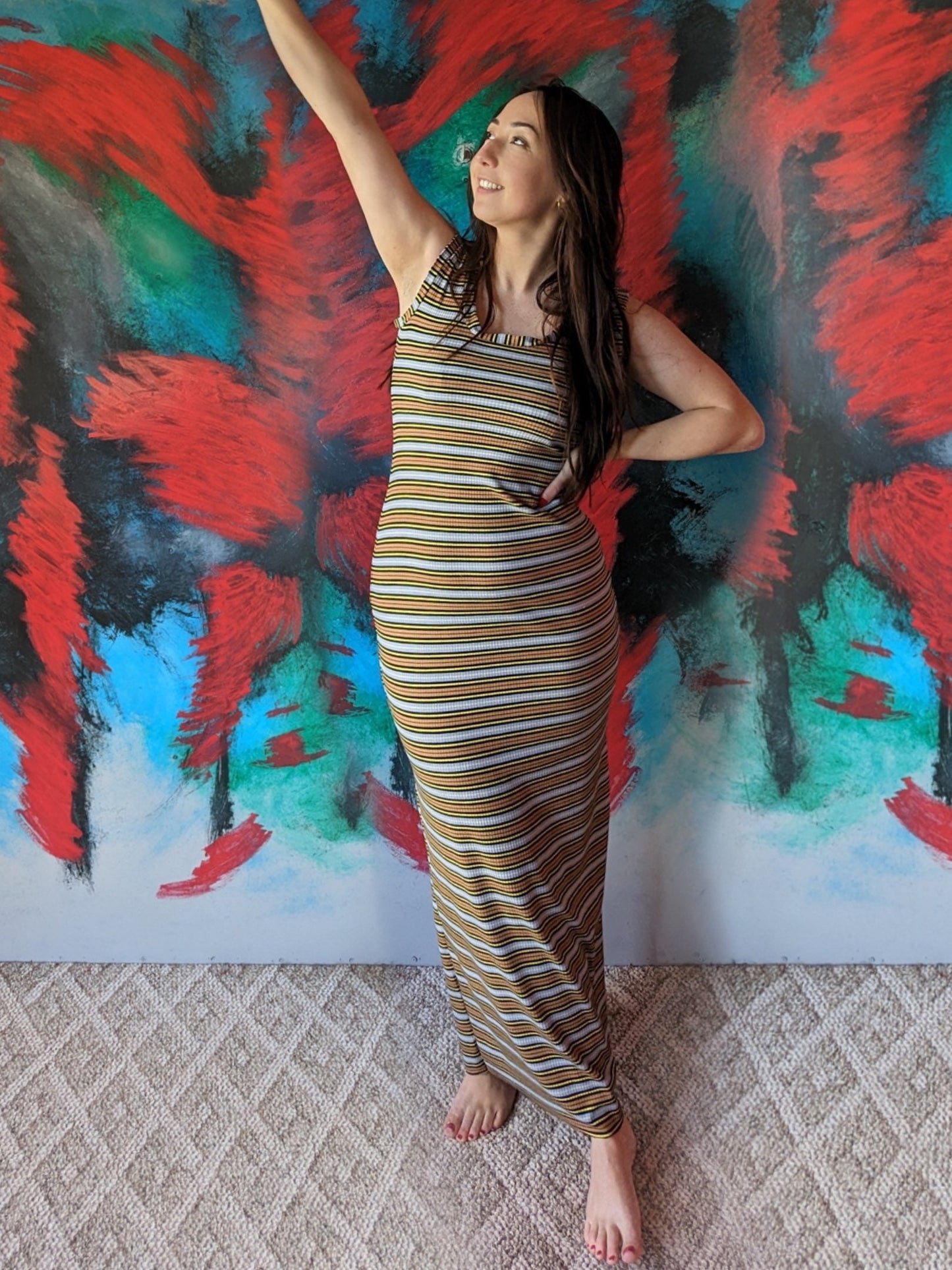Retro Ribbed Bodycon Maxi