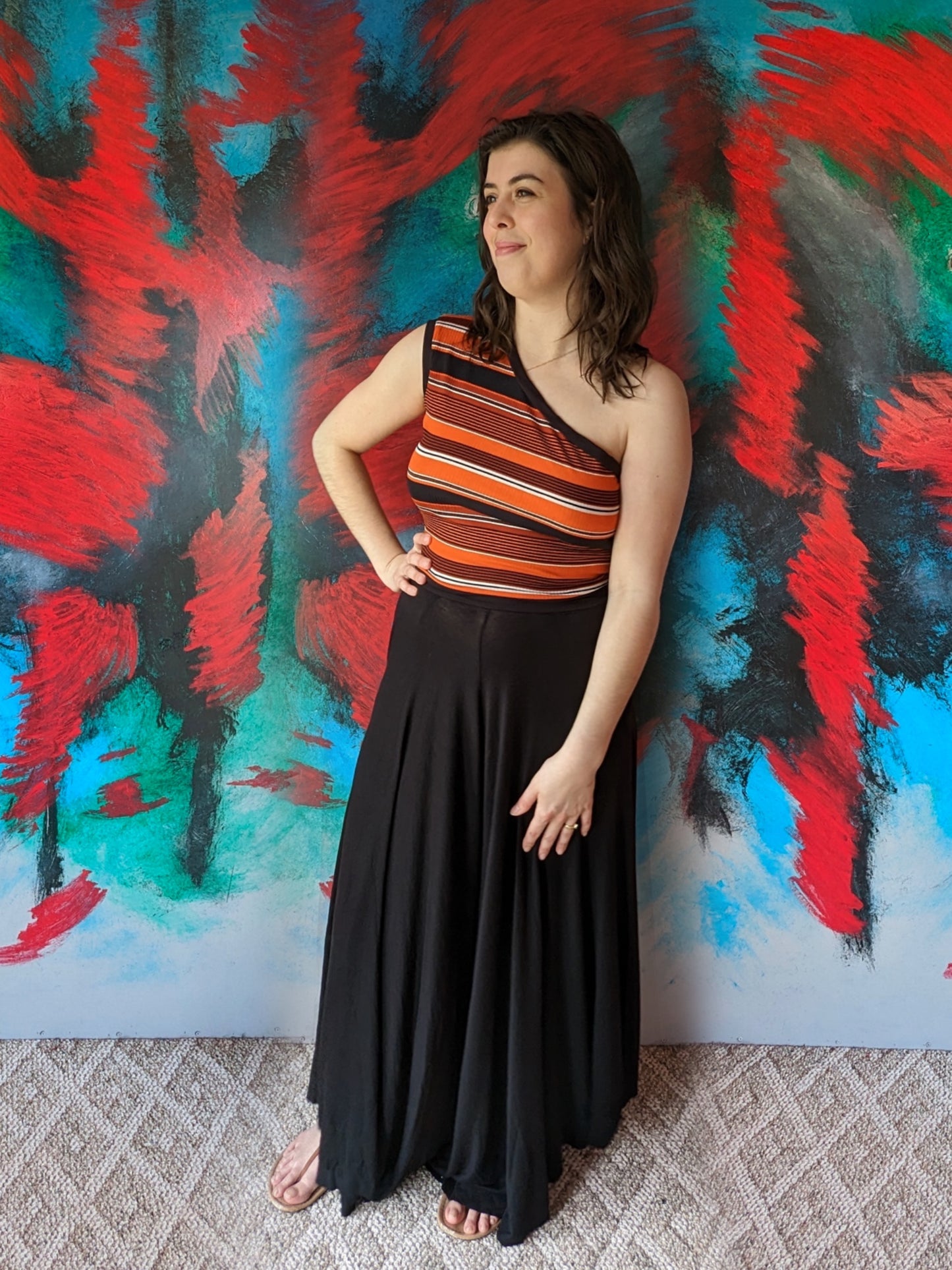 Retro Ribbed One Shoulder Top
