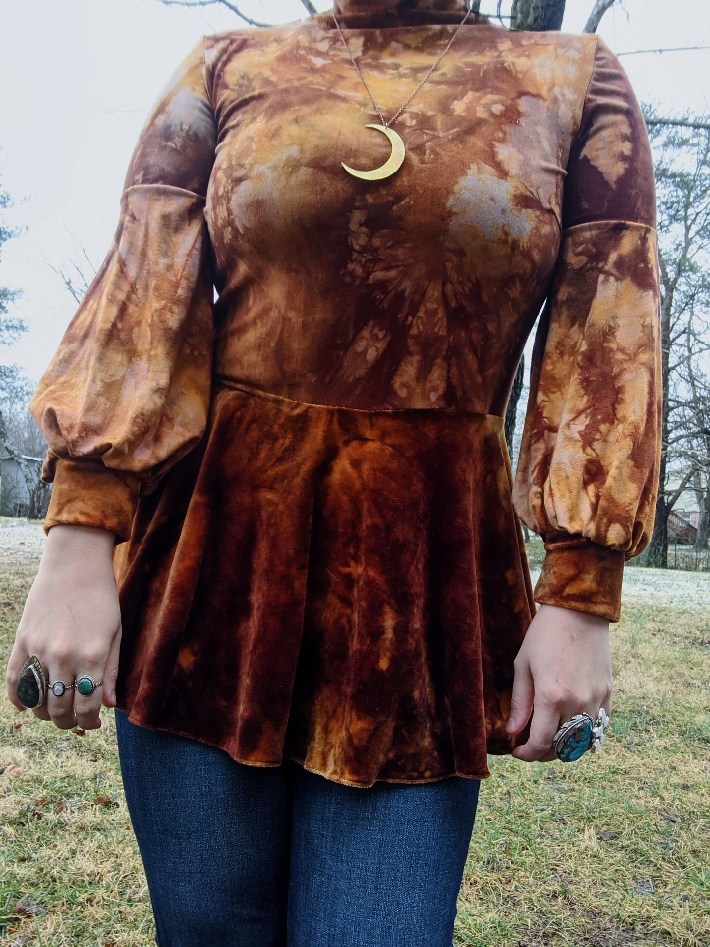 OOAK Druid Top with velour accents (Size M)